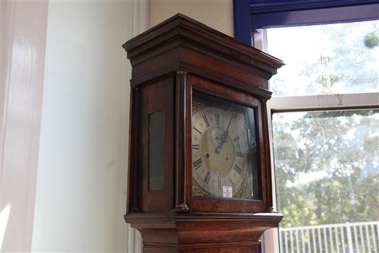 Thomas Ingram of London. An early 18th century walnut and seaweed marquetry eight day longcase clock, H.7ft 2in.